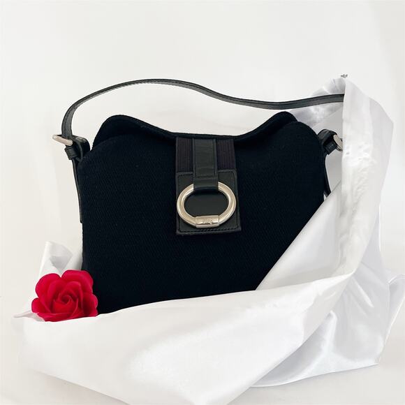 BURBERRY Blue Label Shoulder Satchel Bag Black Canvas Fabric - Picture 15 of 15